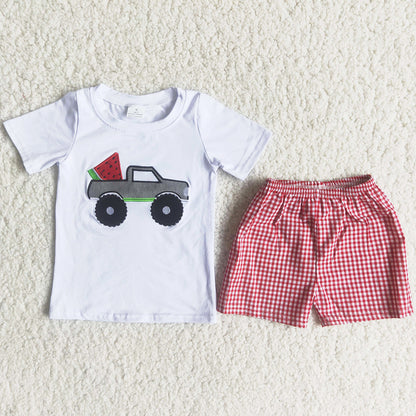 Baby Boy Clothes Watermelon Embroidery Boys Boutique Clothing Kids Summer Outfits C15-3