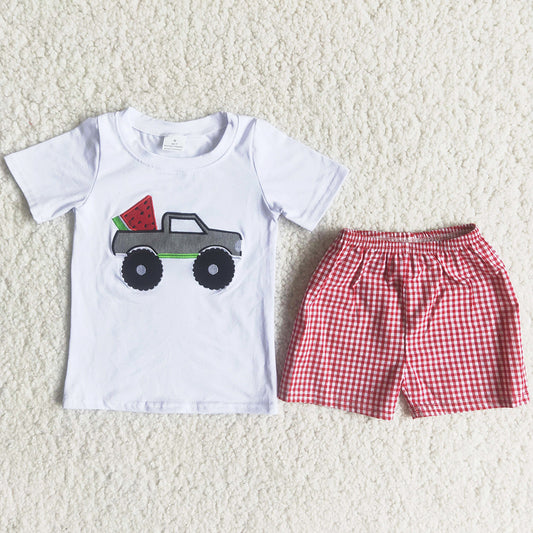 Baby Boy Clothes Watermelon Embroidery Boys Boutique Clothing Kids Summer Outfits C15-3