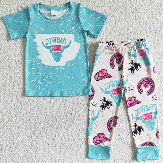 Baby Boy Clothes Western Boutique Kids Clothes Boys Short Sleeve Long Pants Set BSPO0005