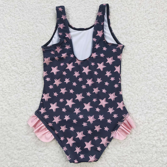 Star Print Girls Swimsuit 1pcs S0048