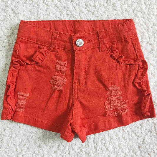 Boutique Girls Jeans Shorts High Quality Red Girls Denim Pants Summer Toddler Girls Jeans Shorts SS0010