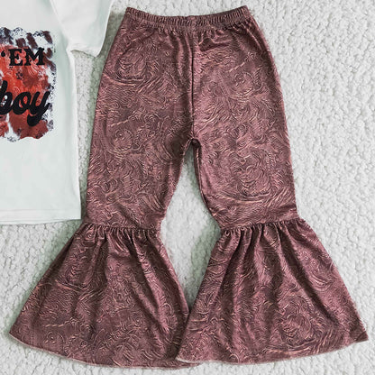 Wholesale Baby Girls Clothes Short Sleeve Bell Bottom Outfits Boutique Kids Clothing Girls Set Fashion Toddler Girl Clothes New B15-28