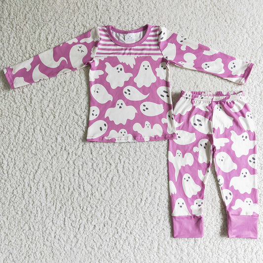 Halloween Girls Pajamas Ghost Print Fall Girls Sleepwear GLP0229