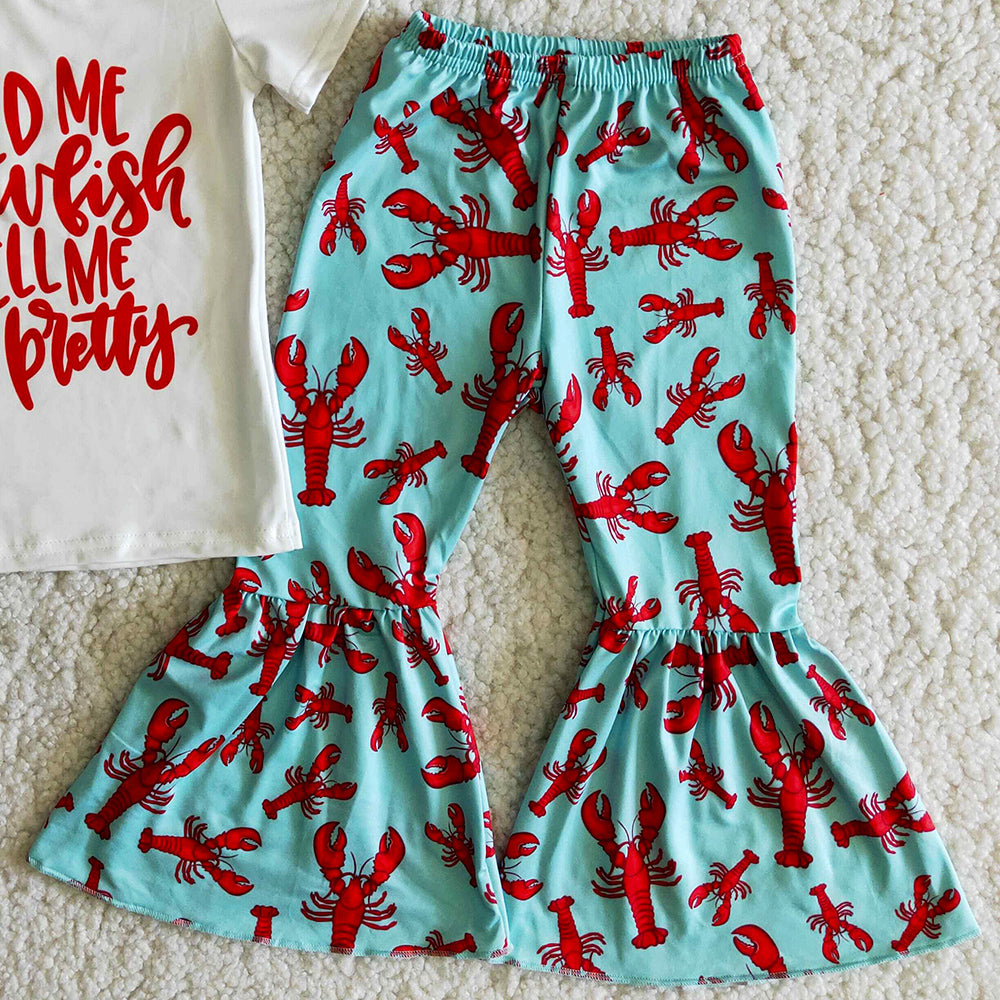 Kids Designer Clothes Girls Boutique Outfits Crawfish Print Toddler Baby Girls Clothes Sets Spring Summer Kids Clothing D1-11