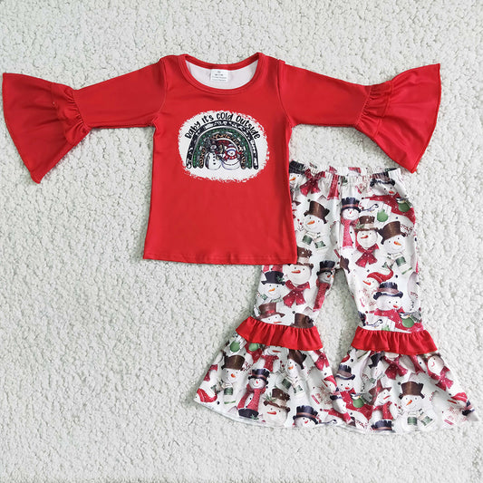 Christmas Baby Girl Clothes Set Red Boutique Kids Children Clothing Outfit Wholesale 6 B6-6