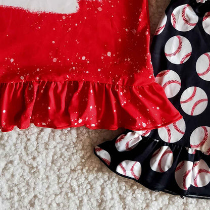 Wholesale Kids Clothes Girls Summer Outfits Baseball Cute Baby Girl Clothes Fashion Children Outfits B10-3 6.6