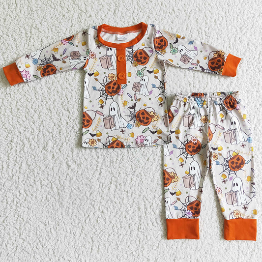 New Design Halloween Baby Boys Pajamas Sleepwear Pumpkin Print Nightgown BLP0048