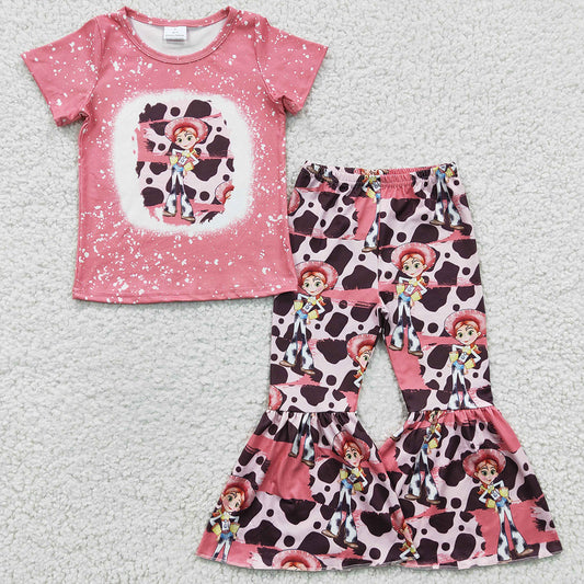 Hot Sale Toddler Girls Clothes Short Sleeve Bell Pants Set Spring Baby Kids Clothing GSPO0289