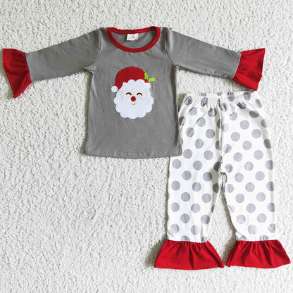 Christmas Kids Sibling Pajamas Santa Claus Embroidery Boutique Baby Boys Pajamas Set Sleepwear 6 A20-14