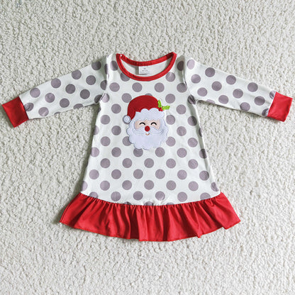 Christmas Girls Pajamas Set Santa Claus Embroidery Boutique Baby Girls Nightdress Sleepwear 6 A24-14