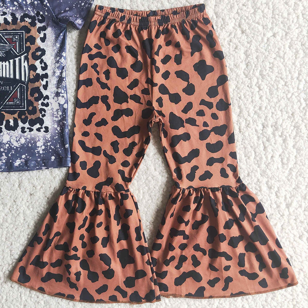 Baby Girl Designer Clothes Leopard Bell Bottom Outfits Fashion Toddler Girl Clothes High Quality Children Clothing Set Wholesale D5-20