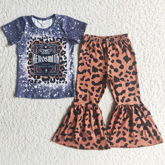 Baby Girl Designer Clothes Leopard Bell Bottom Outfits Fashion Toddler Girl Clothes High Quality Children Clothing Set Wholesale D5-20