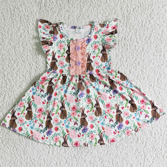 Hot Sale Girls Dresses Easter Day Kids Designer Clothes Girls Boutique Dress Bunny Cute Baby Girls Clothing Dress Wholesale B11-30