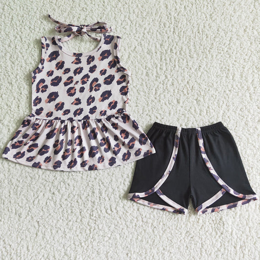 New Arrival Baby Girl Summer Clothes Leopard Fashion Girls Clothing Set Wholesale GSSO0052