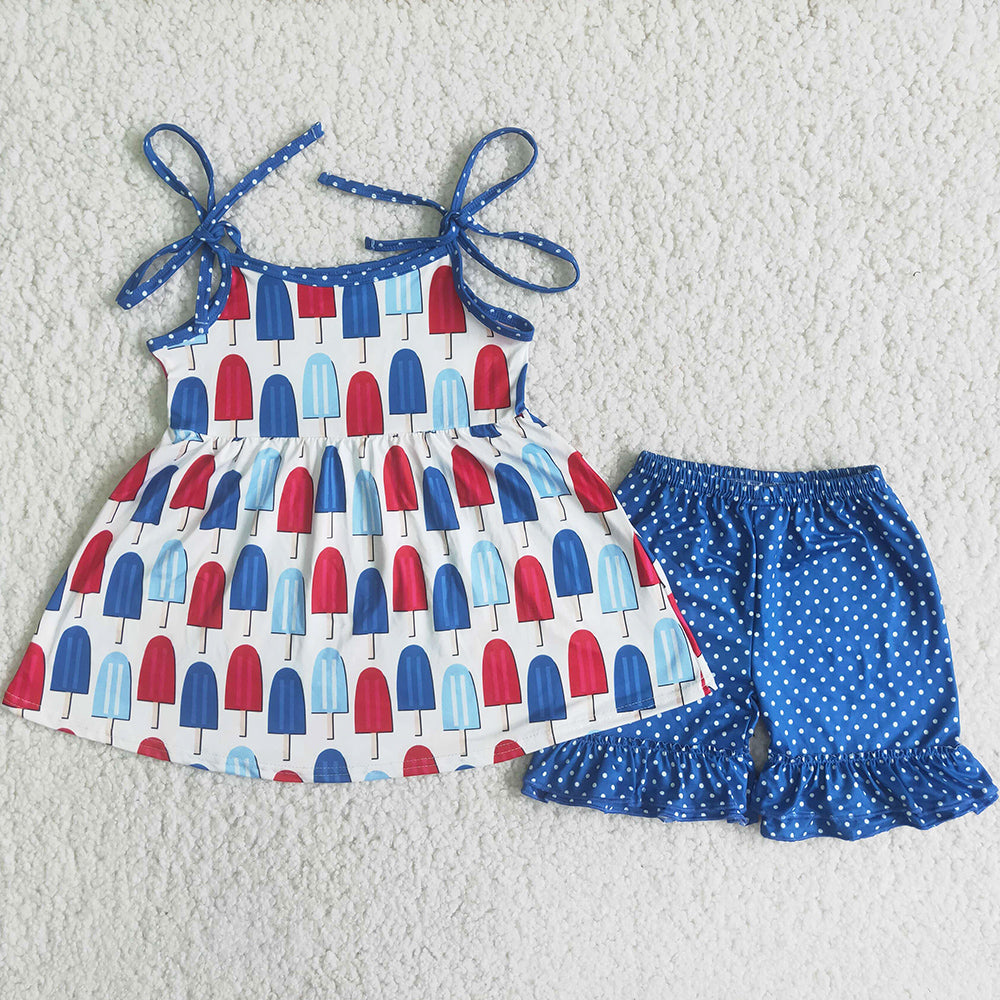 Boutique Baby Girls Clothes Boutique Summer Kids Clothes July 4th Girls Outfits Wholesale C14-2