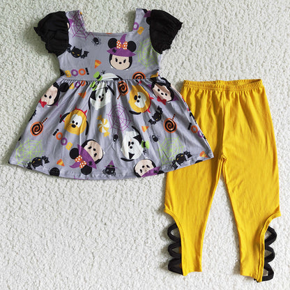 Boutique Girls Clothes Short Sleeve Halloween Kids Outfits GSPO0157