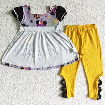 Boutique Girls Clothes Short Sleeve Halloween Kids Outfits GSPO0157