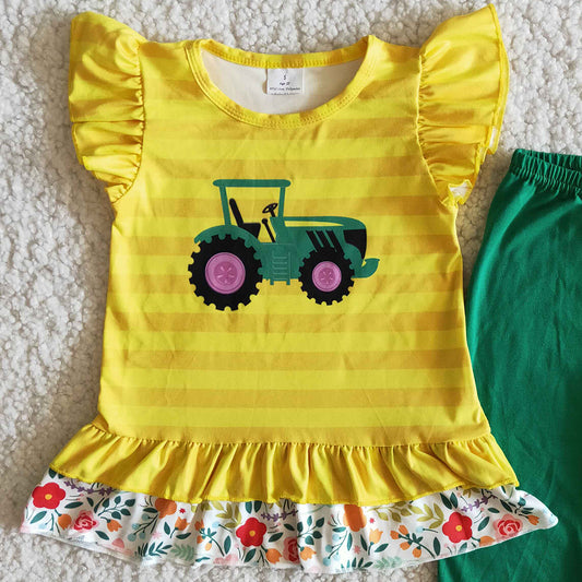 RTS Baby Girls Short Sleeve Western Design Children Clothing Bell Bottom Pants Boutique Girls Clothing Toddler Outfits Wholesale B9-16
