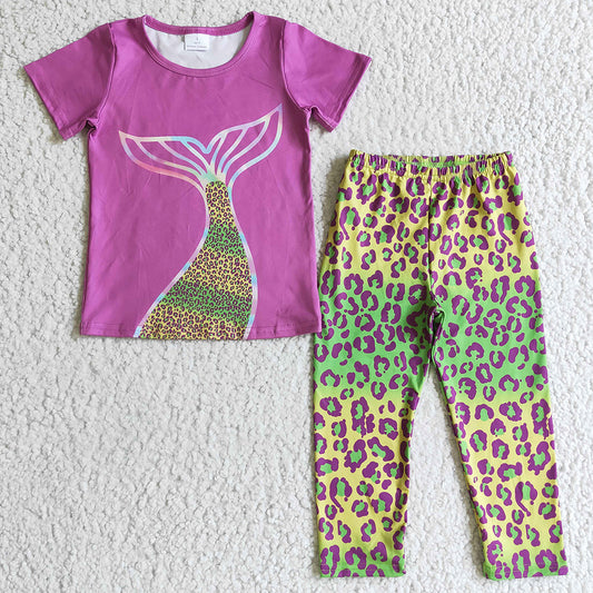 Boutique Girls Clothing Short Sleeve Leopard Pants Set GSPO0199