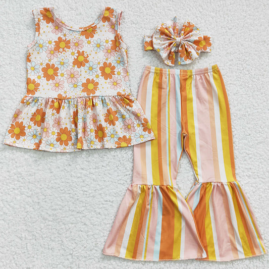 Boutique Girls Clothes Flower Print Spring Baby Girls Clothes Set GSPO0508