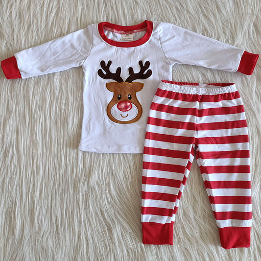 Deer Embroidery Baby Girl Pajamas Set Sleepwear Christmas Girls Nightgown 6 B4-24