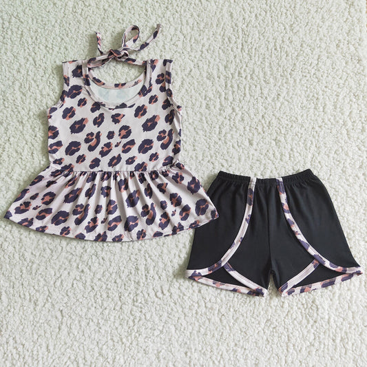 New Arrival Baby Girl Summer Clothes Leopard Fashion Girls Clothing Set Wholesale GSSO0052