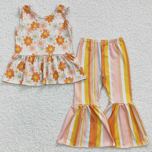 Boutique Girls Clothes Flower Print Spring Baby Girls Clothes Set GSPO0508