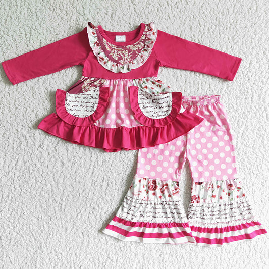 Wholesale Baby Girls Clothes with Pocket Cute Toddler Kids Girls Clothes Set 6 B12-1