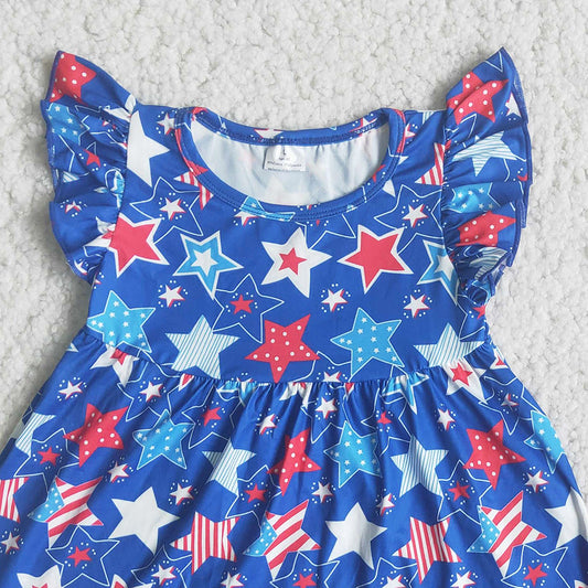 Boutique Baby Girls Designer Clothes Star Printed July 4th Summer Fashion Kids Clothes Girls Outfits Wholesale A15-21