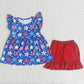 Boutique Baby Girls Designer Clothes Star Printed July 4th Summer Fashion Kids Clothes Girls Outfits Wholesale A15-21