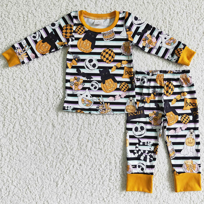 Toddler Boys Pajamas Set Halloween Kids Nightwear Pumpkin Print BLP0088