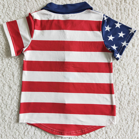 New Baby Boys Clothes Shirt 4th Of July Fashion Holiday Boys Shirt Short Sleeve Tee Top Shirts B17-19