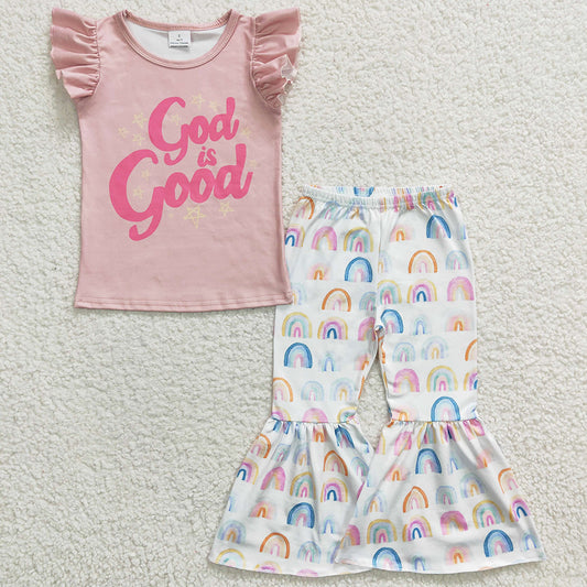 Boutique Girls Clothes Rainbow Cute Girls Bell Bottom Outfits GSPO0479