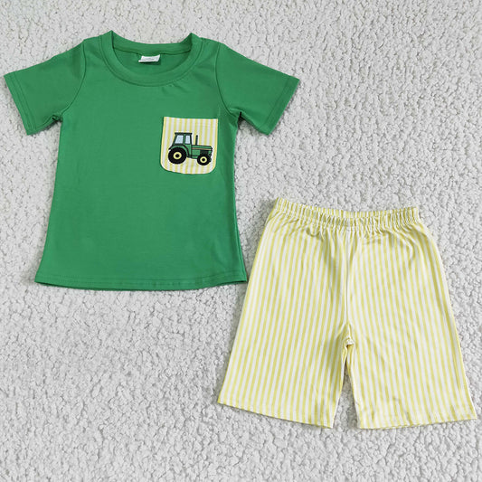 Hot Sale Kids Designer Clothes Boys Outfits Farm Cute Baby Boys Clothes Short Sleeve T-shirt Shorts Set Fashion Boys Clothing BSSO0058