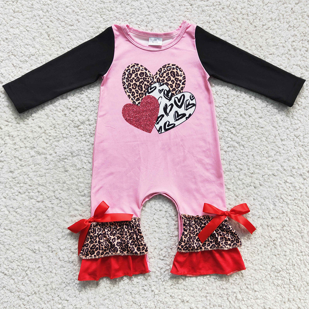 Boutique Infant Baby Rompers Pink Love Girls Romper for Valentine's Day LR0251