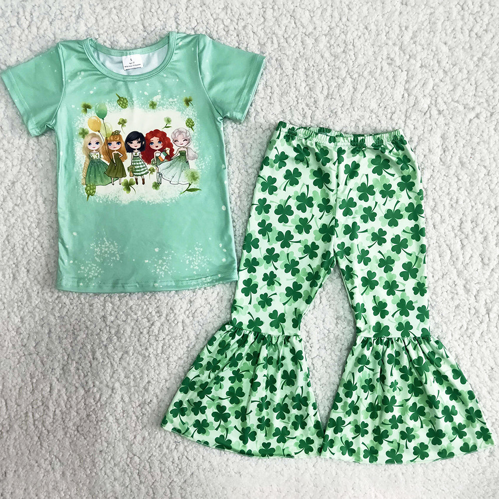 Toddler Baby Girls Clothes St. Patrick Day Boutique Kids Girls Clothes Fashion Girl Clothes Bell Pants Sets B10-2