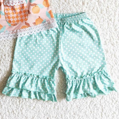 New Design Toddler Girl Clothes Flutter Sleeve Peach Top Shorts Outfit Cute Baby Girls Summer Clothes Boutique Kids Casual Wear C2-13