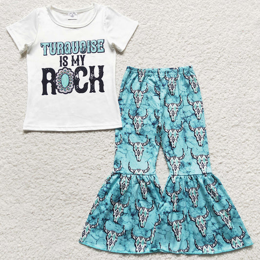 Baby Girls Clothing Turquoise Bell Pants Clothes Sets GSPO0545