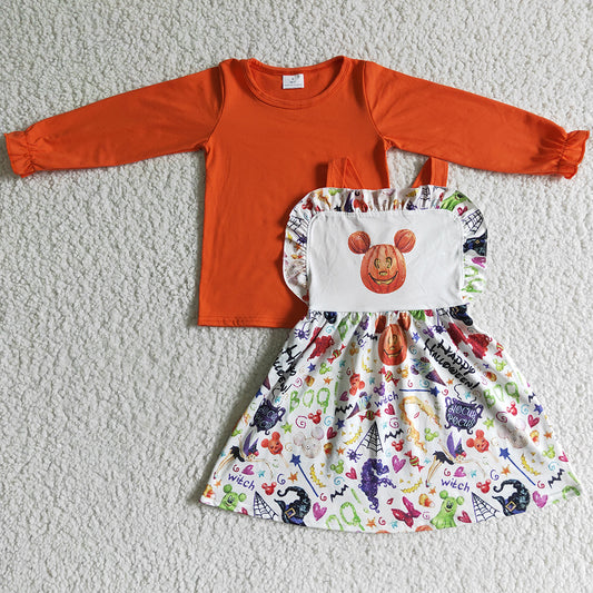 Wholesale Baby Girls Clothes Suspender Skirt Halloween Outfits GLD0033