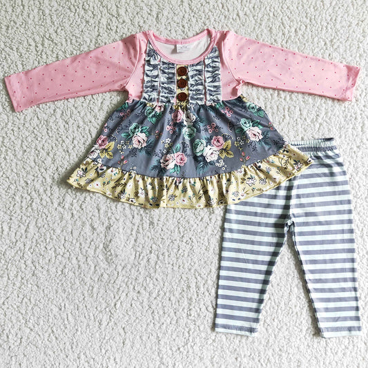 Flower Print Boutique Baby Girl Clothes Cute Outfits 6 B0-17