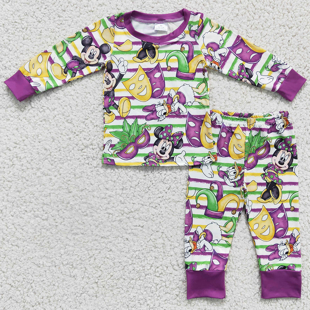 Boutique Baby Boys Pajamas Mardi Gras Fashion Kids Sibling Pajamas Girls Sleepwear BLP0139