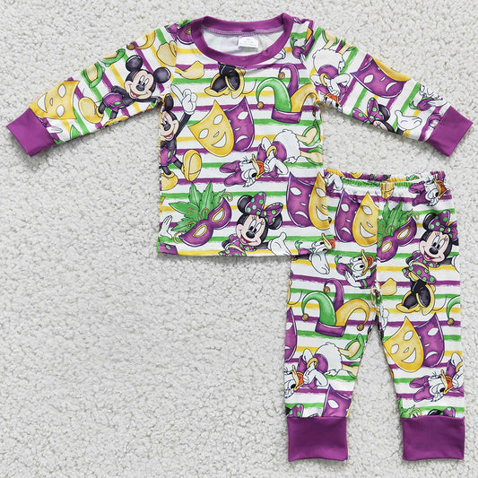 Boutique Baby Boys Pajamas Mardi Gras Fashion Kids Sibling Pajamas Girls Sleepwear BLP0139