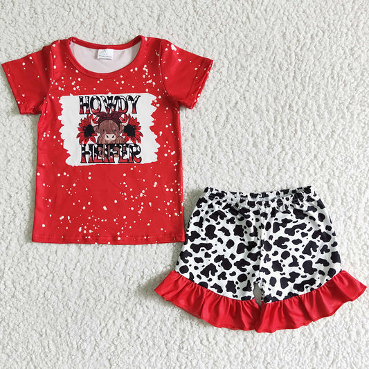 New Arrival Baby Girl Clothes Set Fashion Girls Designer Clothes Howdy Heifer Cute Kids Clothes Girls Summer Outfits GSSO0043