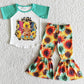 Boutique Kids Clothes Toddler Baby Girls Clothes Bell Bottom Outfits Sunflower Cow B9-3