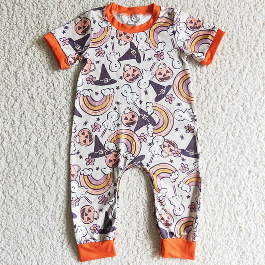 Halloween Infant Baby Rompers Pumpkin Rainbow Print Jumpsuit SR0085