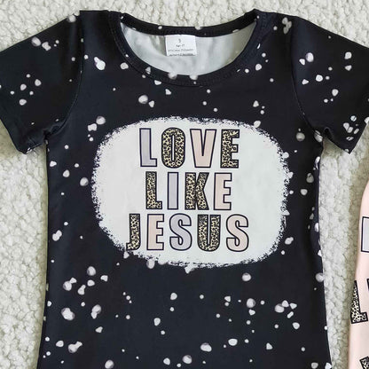 Fashion Kids Designer Clothes Girls Boutique Outfits Love Like Jesus Baby Girls Clothes Spring Summer Kids Clothing Set GSPO0037