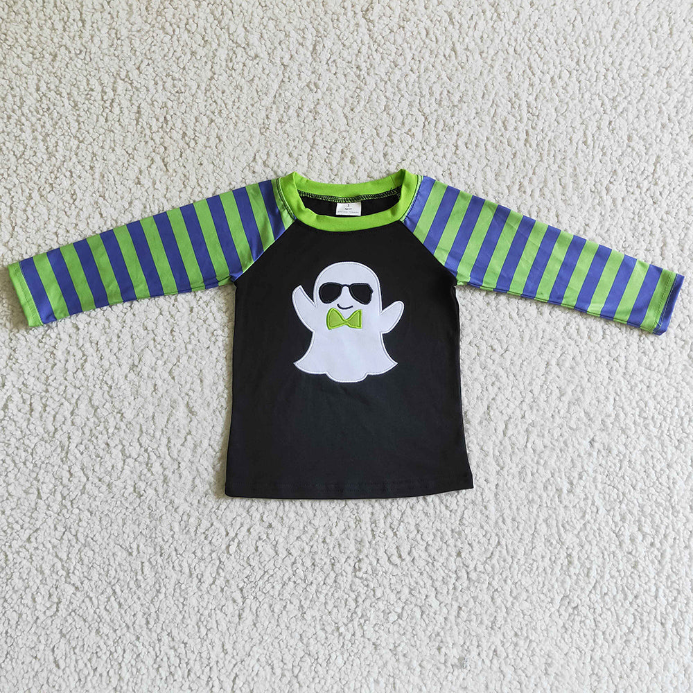 Cute Toddler Boys Clothes Top Long Sleeve T-shirt Ghost Embroidery Boutique Halloween Clothing  GLP0182 BT0066