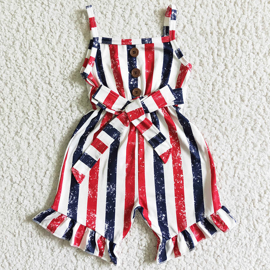 New Design Baby Girls Jumpsuit July 4th Kids Girls Clothes Boutique Baby Rompers Girls Suspender Jumpsuit SR0032