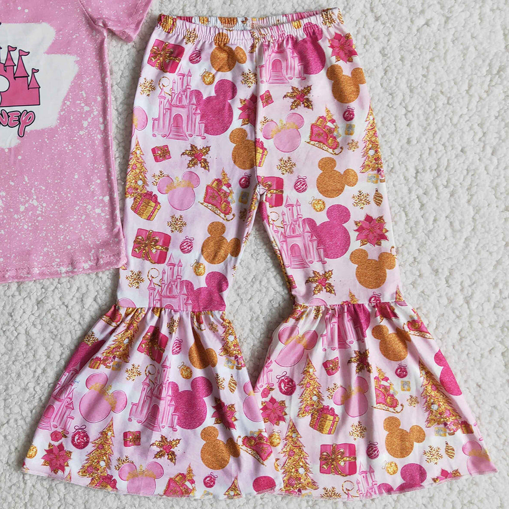 Wholesale Baby Girl Clothes Pink Cute Girls Toddler Outfits Boutique Kids Clothes Girls Bell Pants Set E6-30