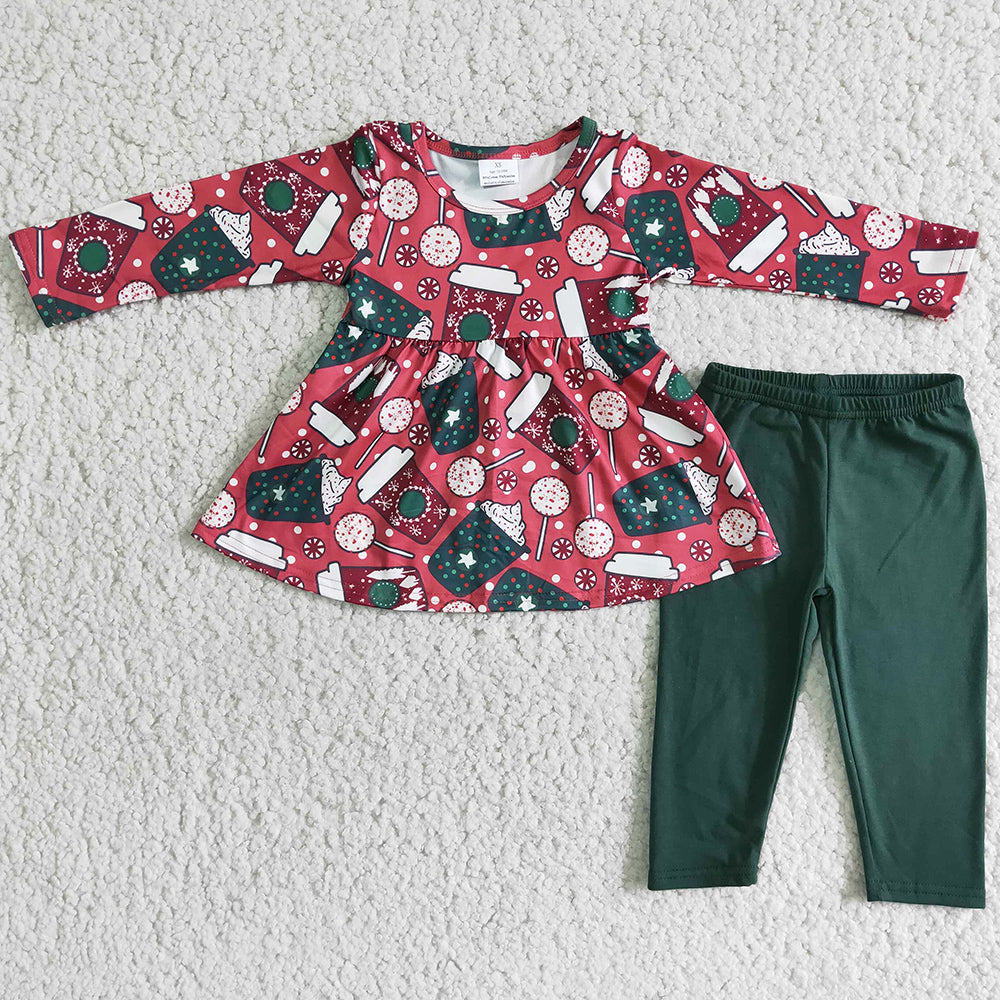 Christmas Girls Clothing Tunic Top Legging Set Kids Boutique Toddler Baby Girls Clothes 6 A18-29